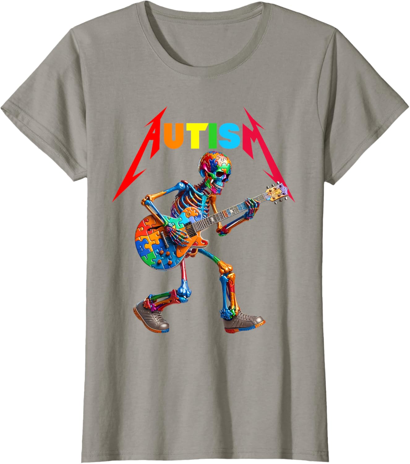 Autism Skeleton Guitar Rock Puzzle Music Autism Awareness