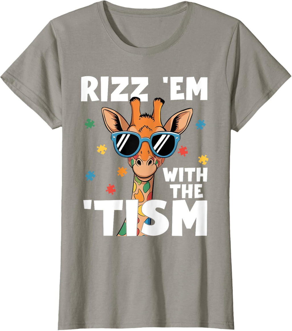 Rizz em with the tism Autism Giraffe Funny Autism Awareness