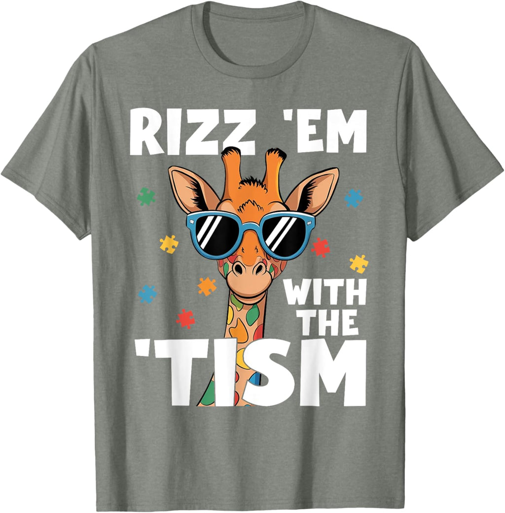 Rizz em with the tism Autism Giraffe Funny Autism Awareness