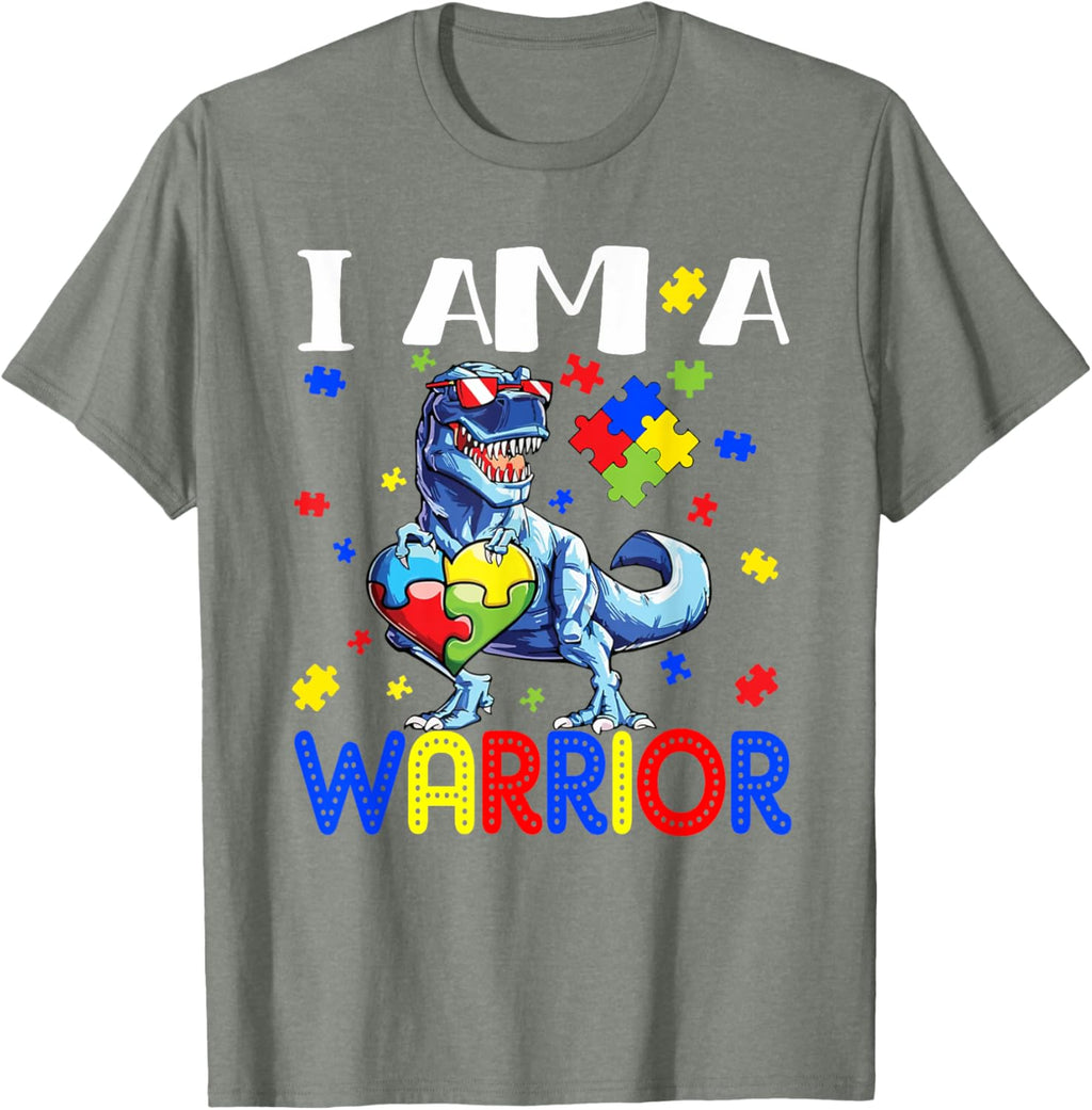 I Am A Warrior Autism Boys Family Dinosaur Autism Awareness