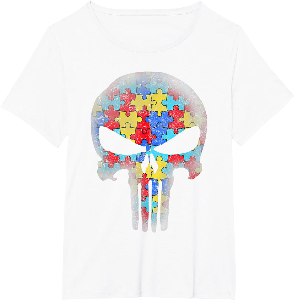 Skull Autism Awareness Puzzle Piece Mens Womens Kids
