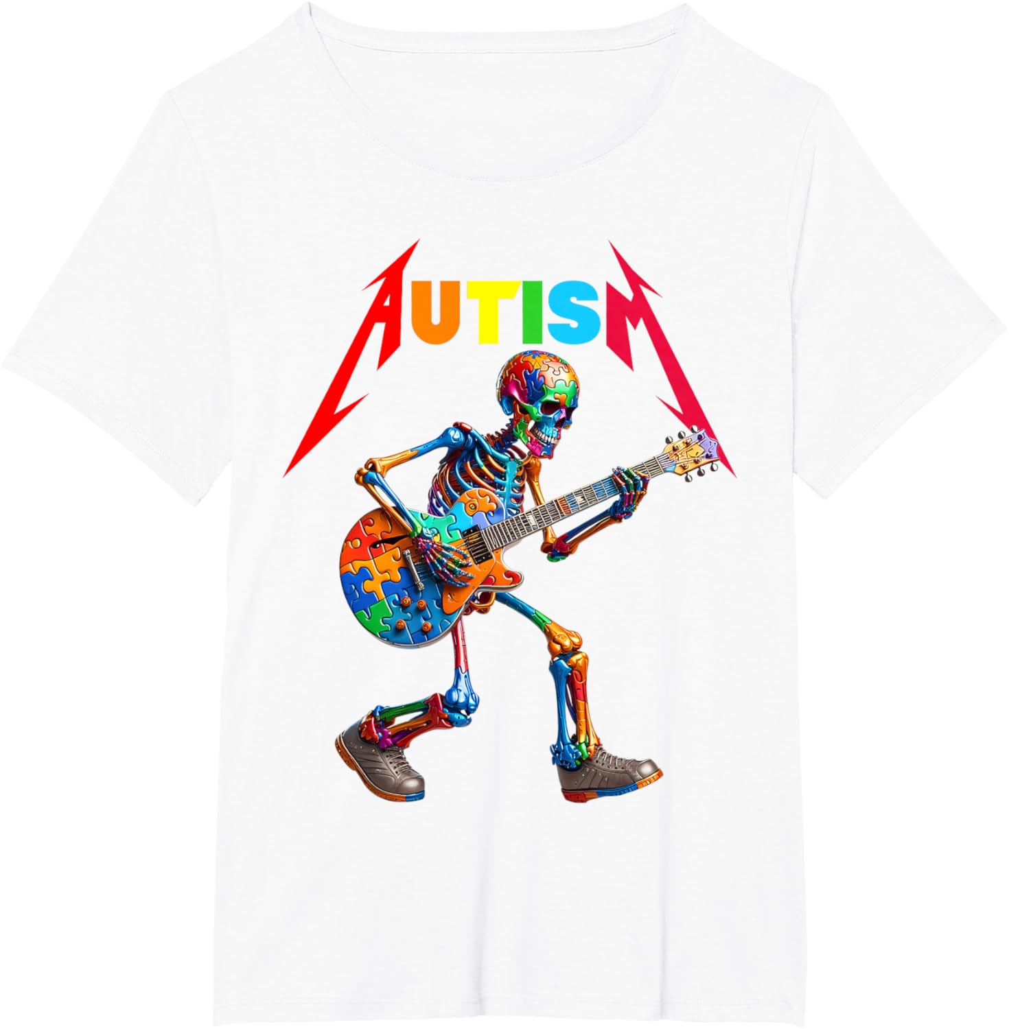 Autism Skeleton Guitar Rock Puzzle Music Autism Awareness