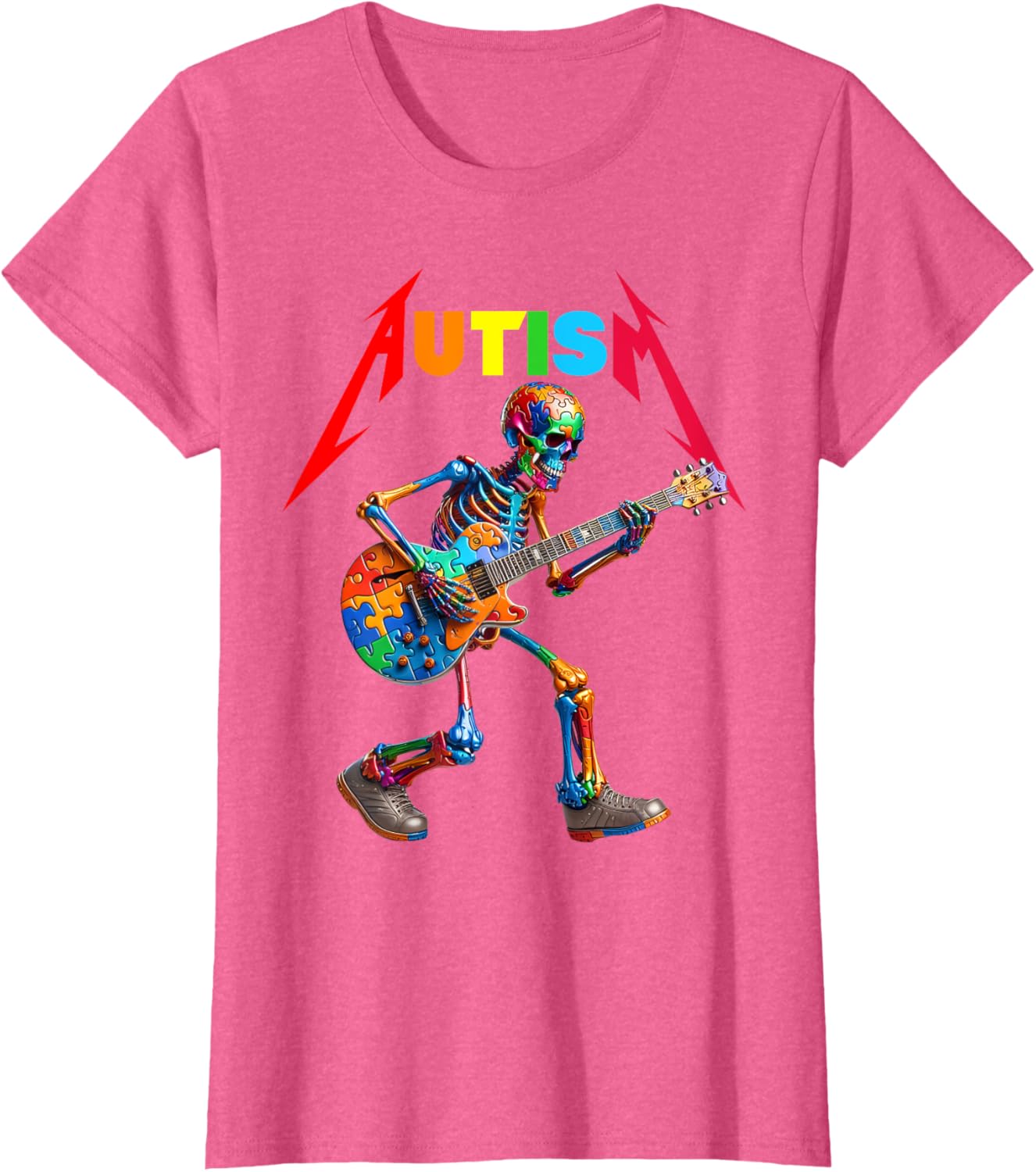 Autism Skeleton Guitar Rock Puzzle Music Autism Awareness