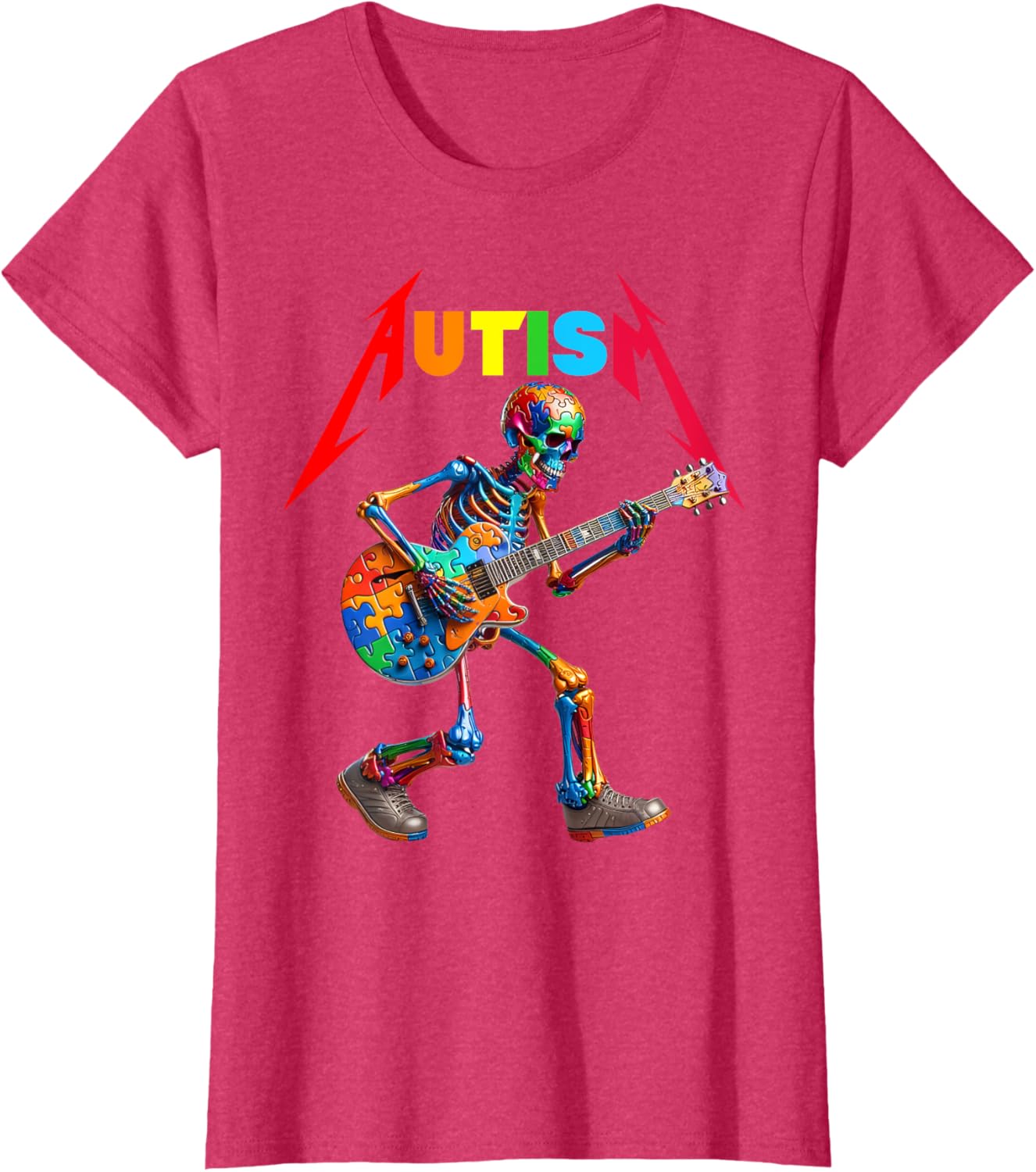 Autism Skeleton Guitar Rock Puzzle Music Autism Awareness