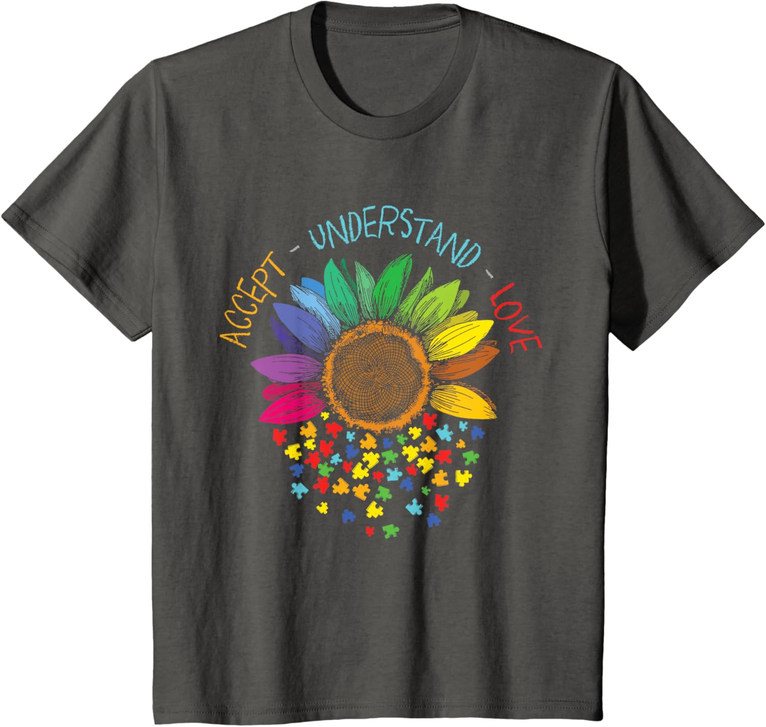 Autism Awareness Accept Understand Love ASD Rainbow Flower