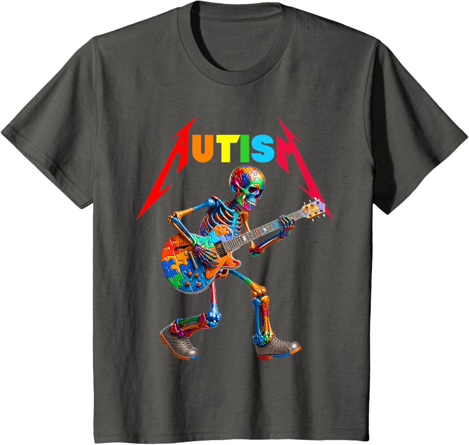 Autism Skeleton Guitar Rock Puzzle Music Autism Awareness