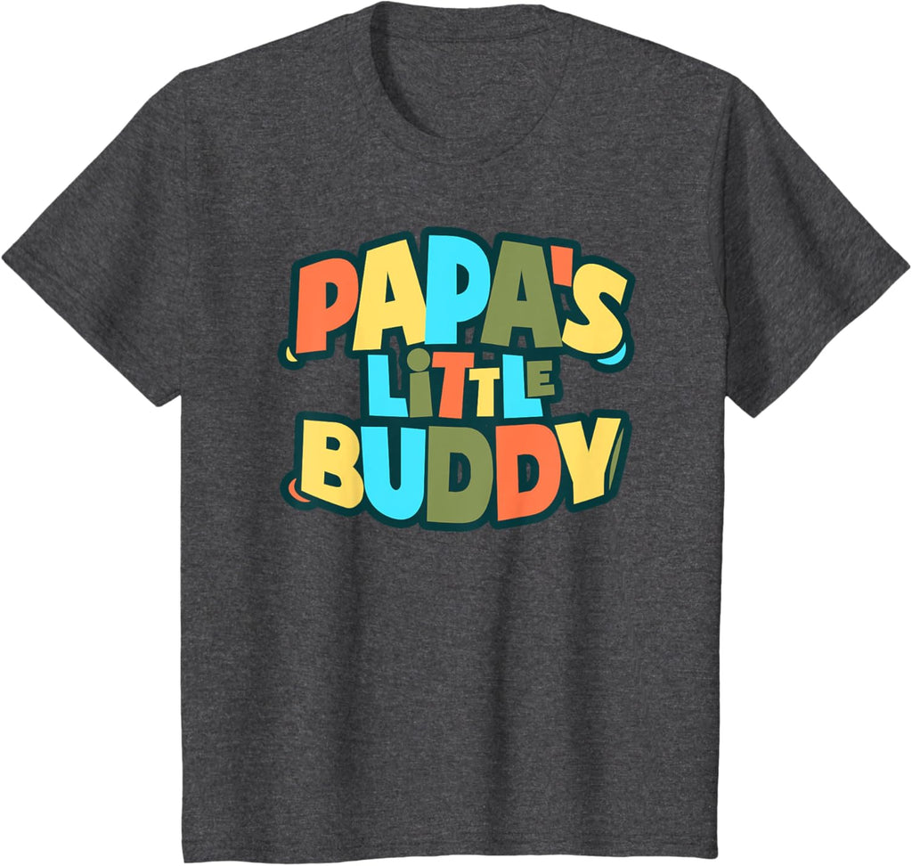 Kids Papa's Little Buddy Shirt Cute Toddlers Fathers Day Outfit