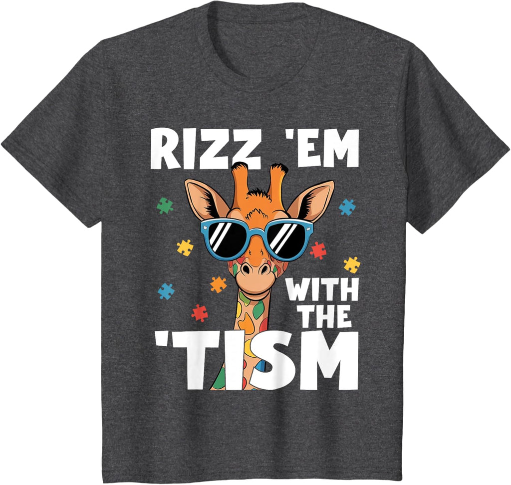 Rizz em with the tism Autism Giraffe Funny Autism Awareness