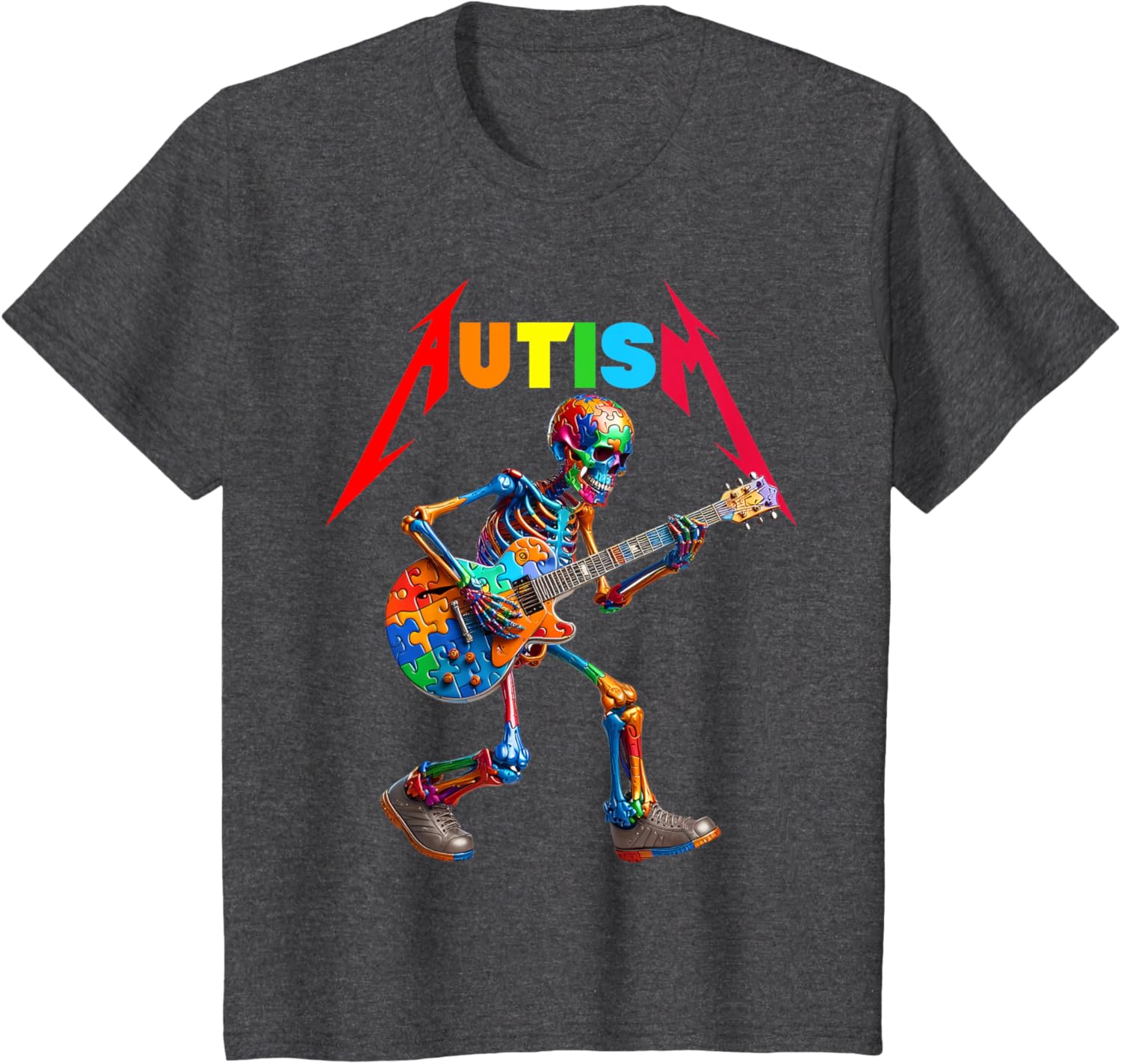 Autism Skeleton Guitar Rock Puzzle Music Autism Awareness