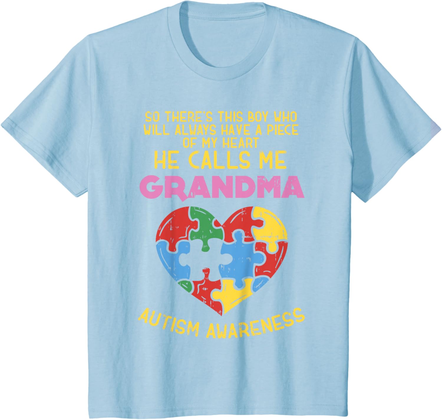 Grandma Autism Awareness Shirt Austistic Boy Piece My Heart