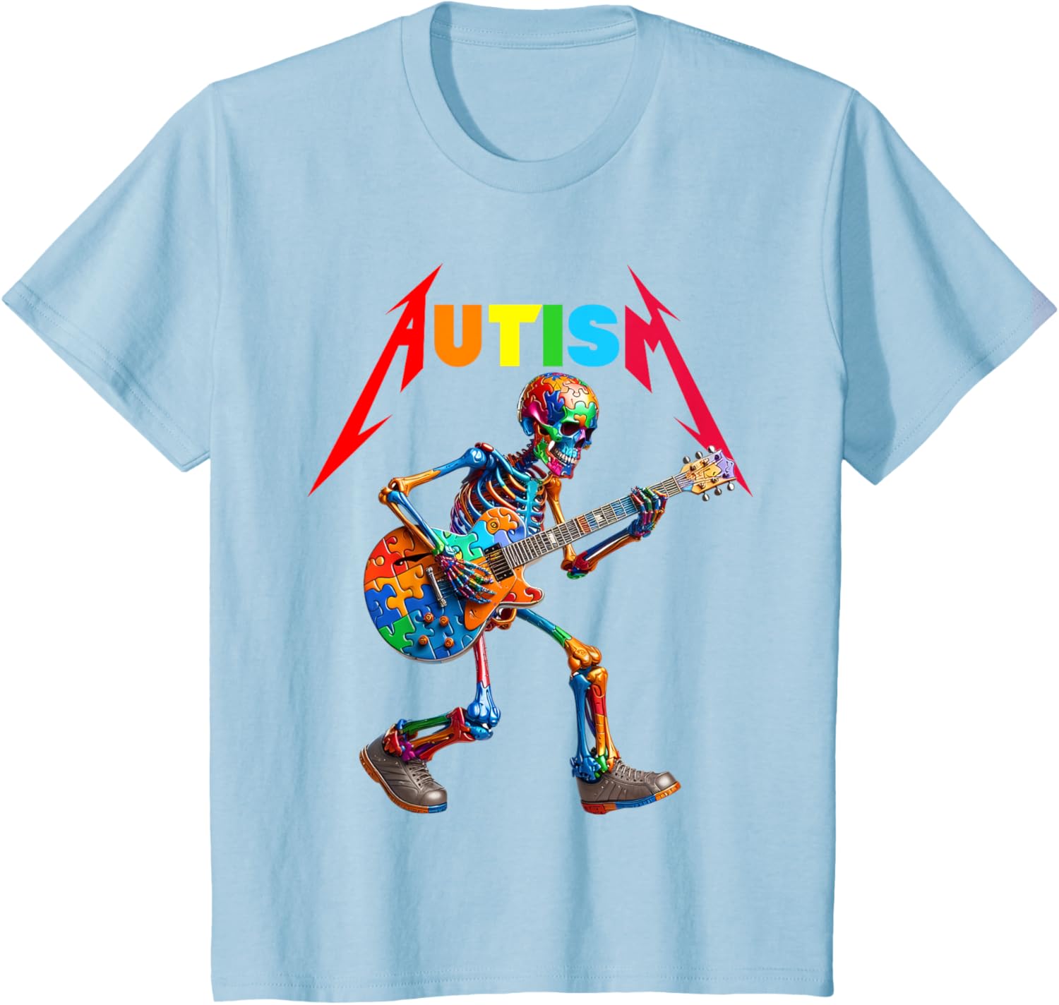 Autism Skeleton Guitar Rock Puzzle Music Autism Awareness