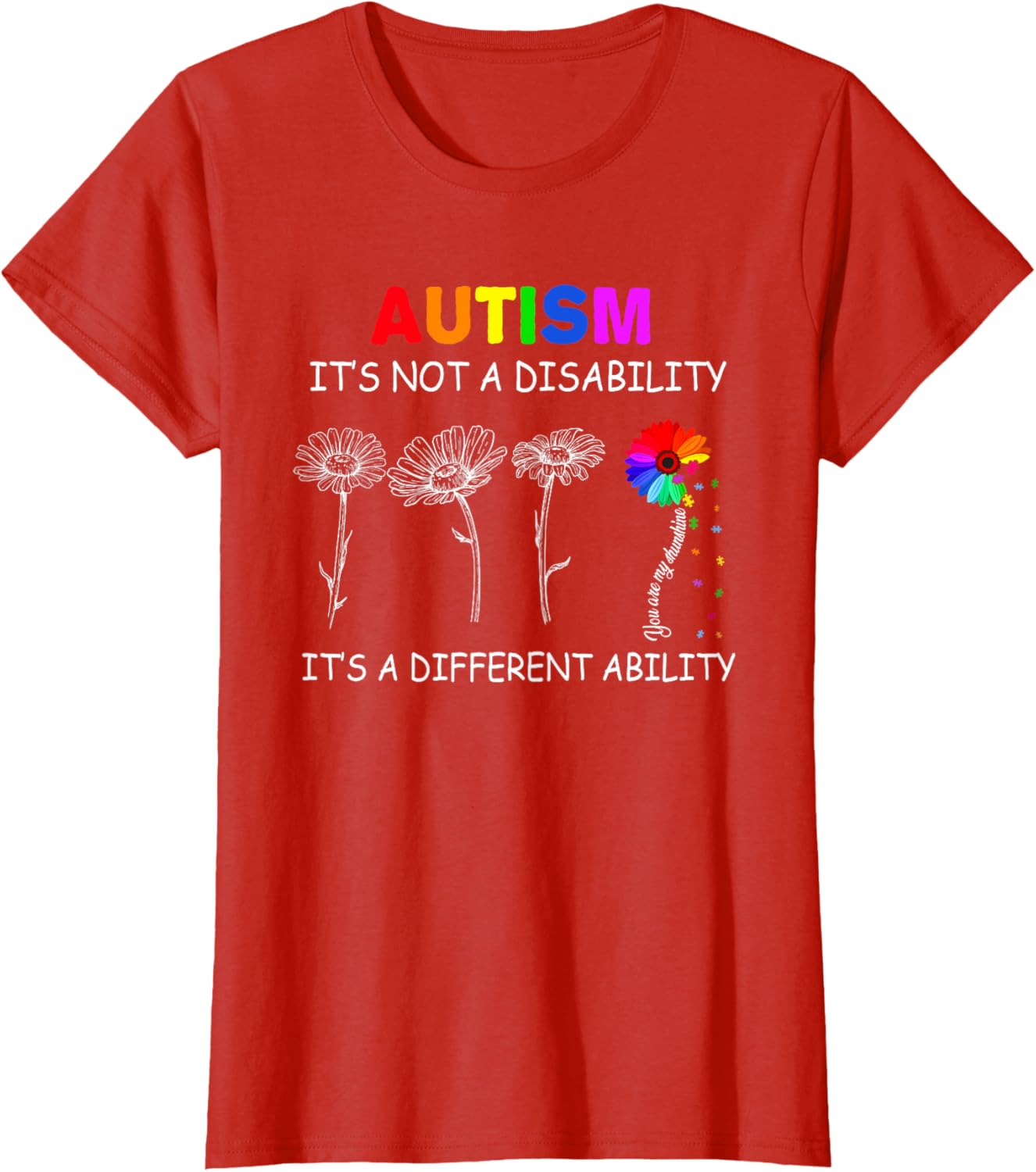Not a disability its a different ability - Autism Awareness T-Shirt, Black