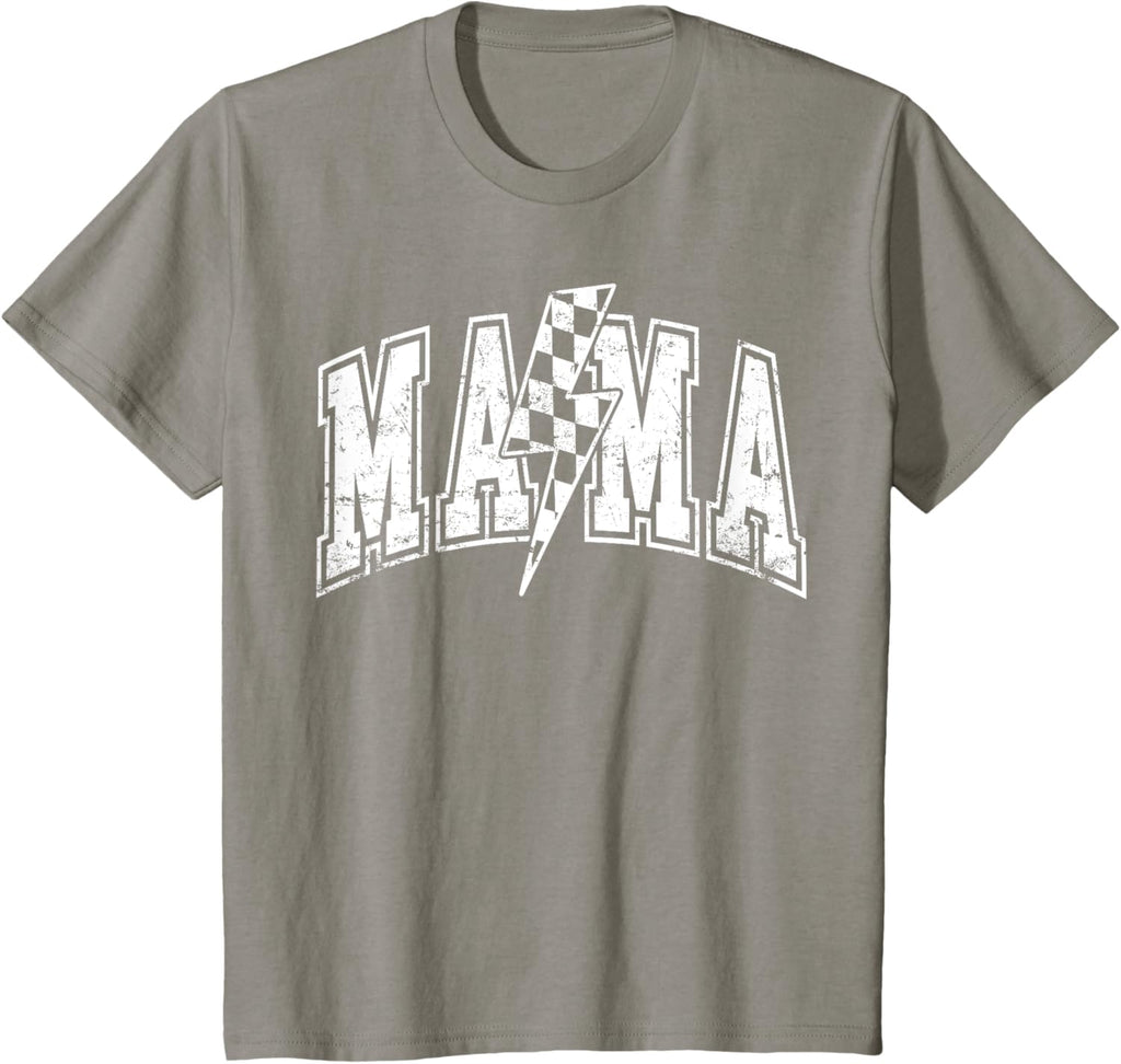 Mama Lightning Bolt Checkered Varsity Mom Women Mother's Day Mother Shirt