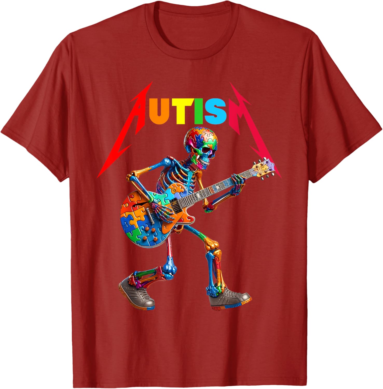 Autism Skeleton Guitar Rock Puzzle Music Autism Awareness