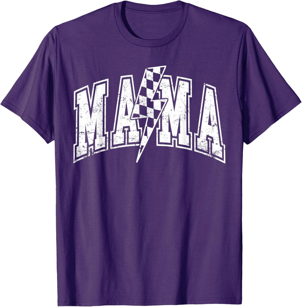 Mama Lightning Bolt Checkered Varsity Mom Women Mother's Day Mother Shirt