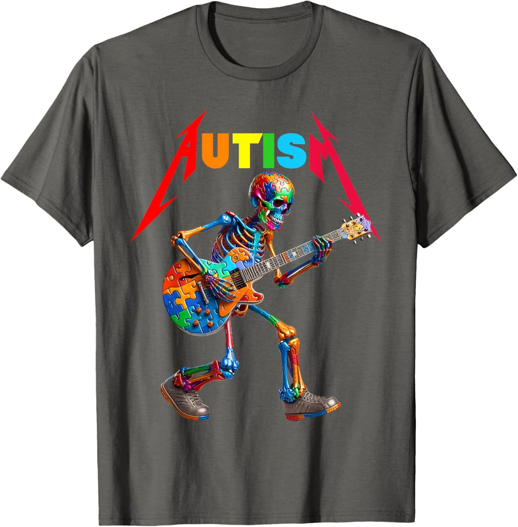 Autism Skeleton Guitar Rock Puzzle Music Autism Awareness