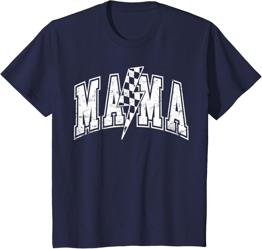 Mama Lightning Bolt Checkered Varsity Mom Women Mother's Day Mother Shirt