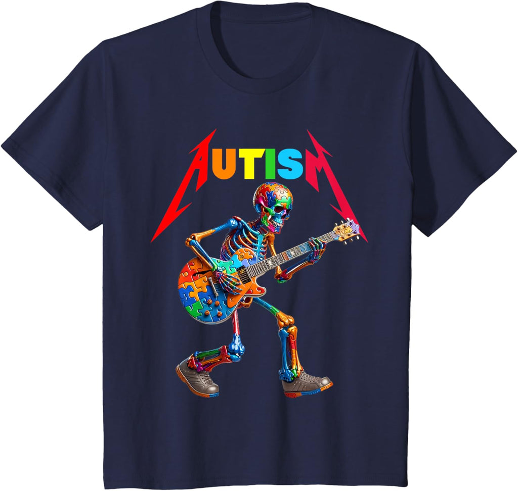 Autism Skeleton Guitar Rock Puzzle Music Autism Awareness