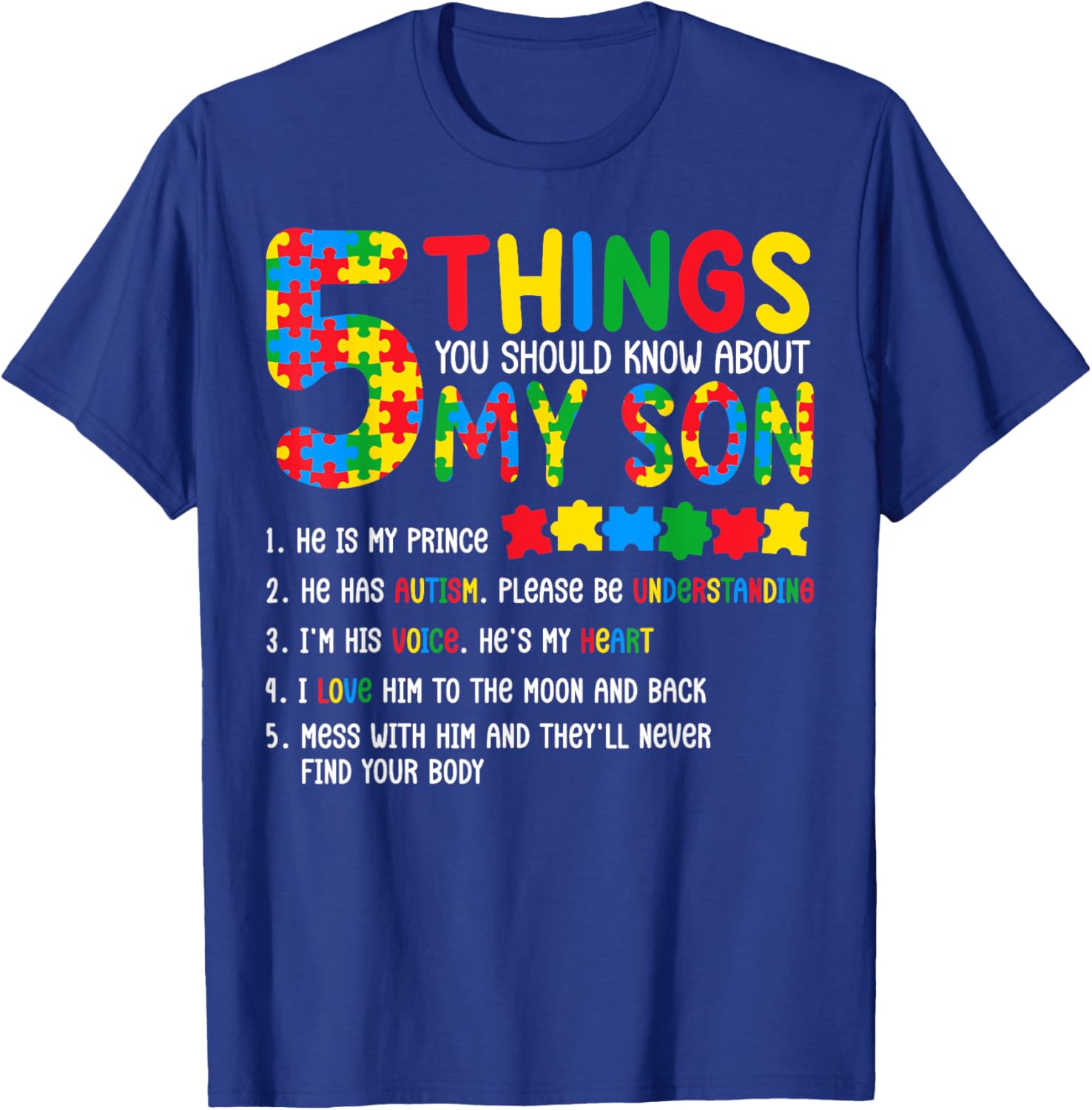 Autism Awareness Shirt 5 Things You Should Know About My Son