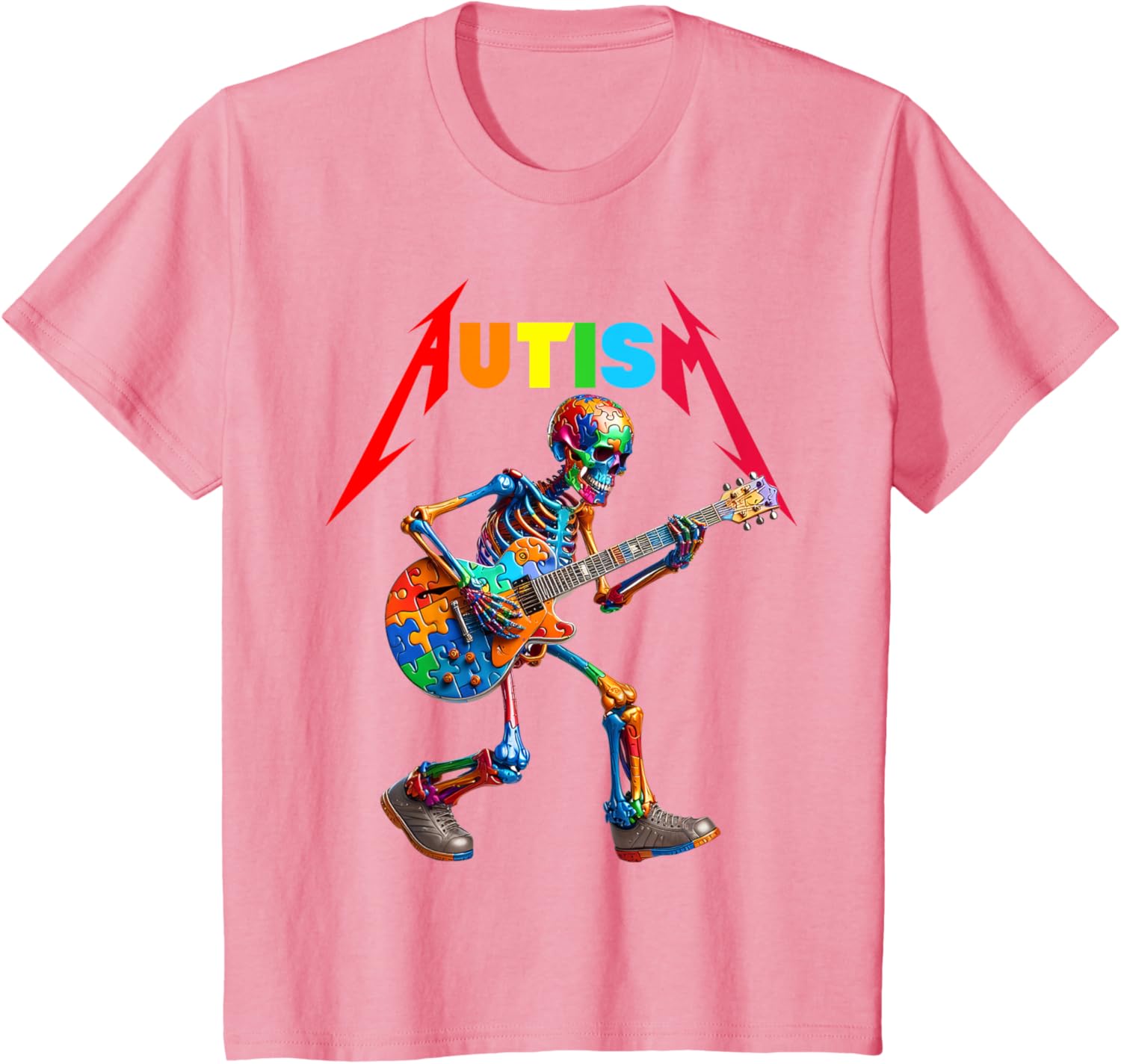 Autism Skeleton Guitar Rock Puzzle Music Autism Awareness