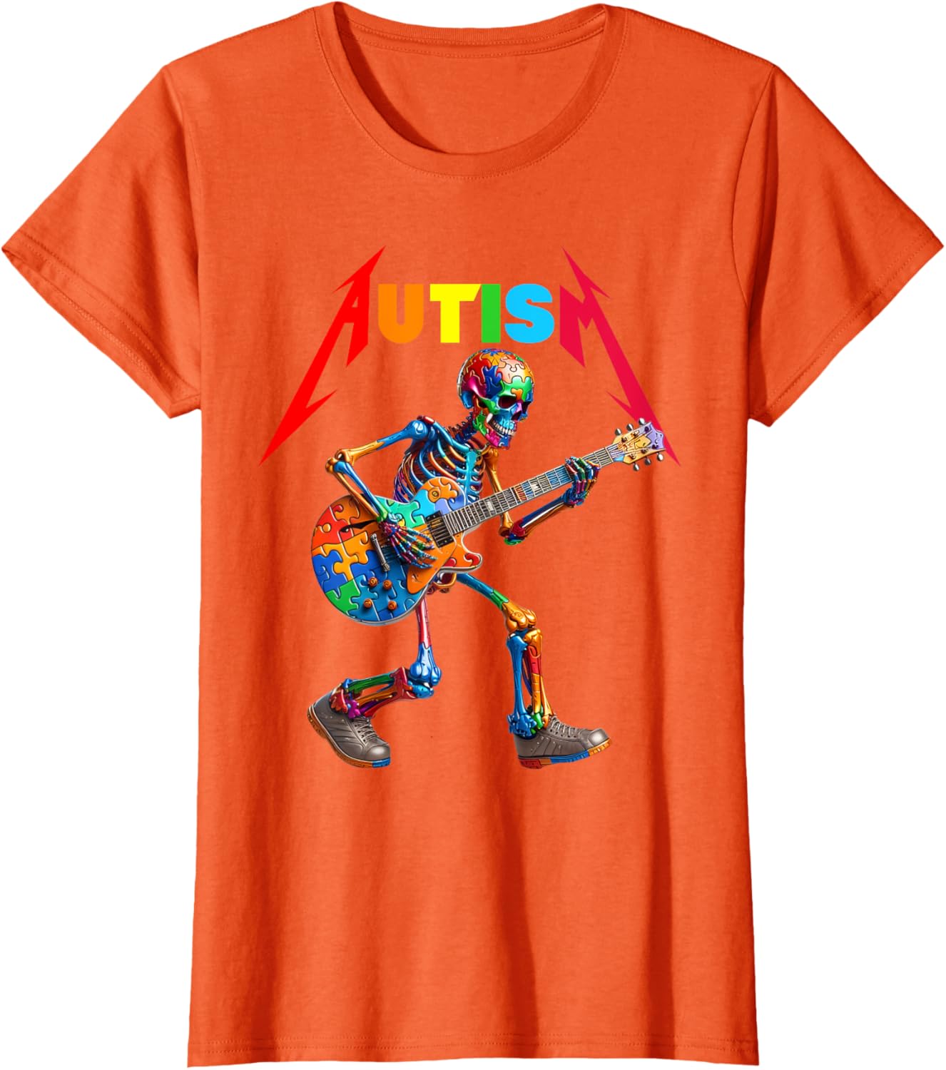 Autism Skeleton Guitar Rock Puzzle Music Autism Awareness