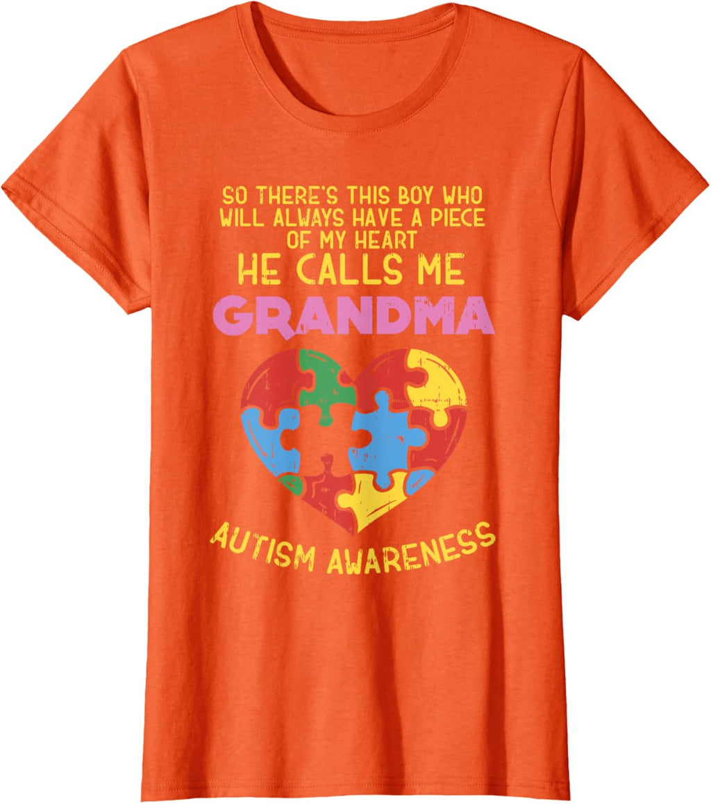 Grandma Autism Awareness Shirt Austistic Boy Piece My Heart