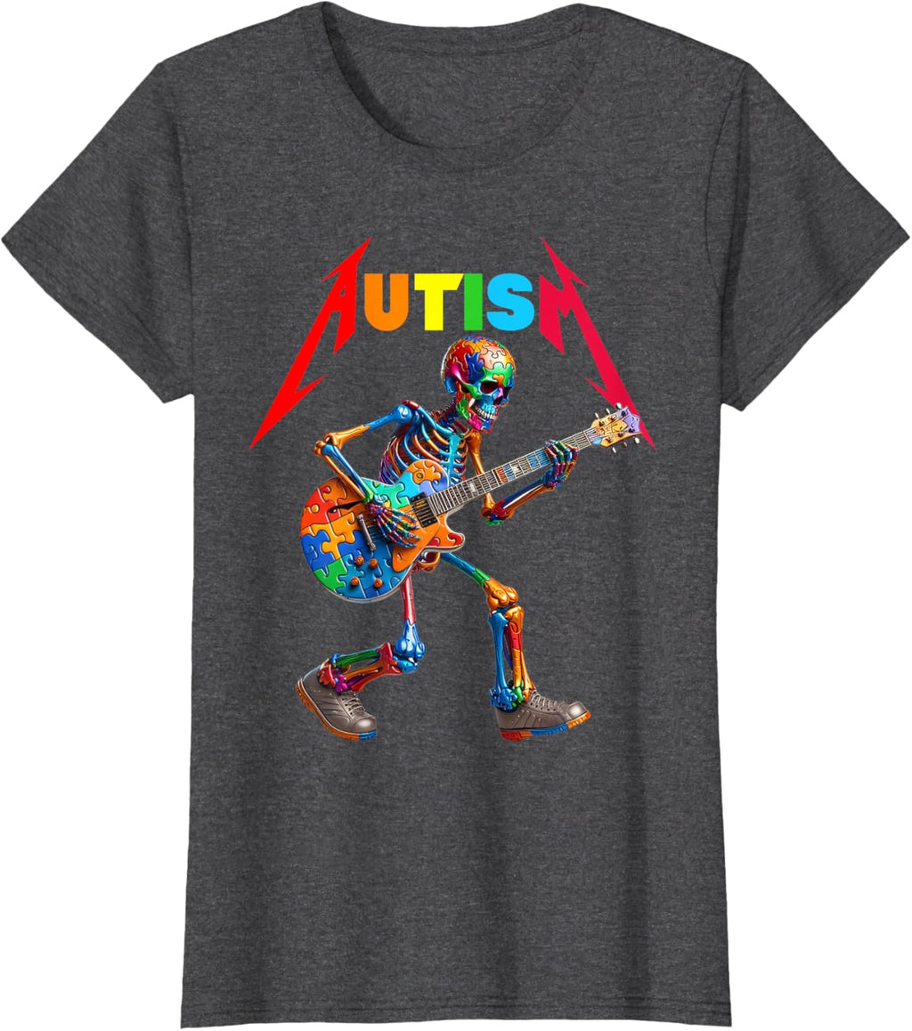 Autism Skeleton Guitar Rock Puzzle Music Autism Awareness