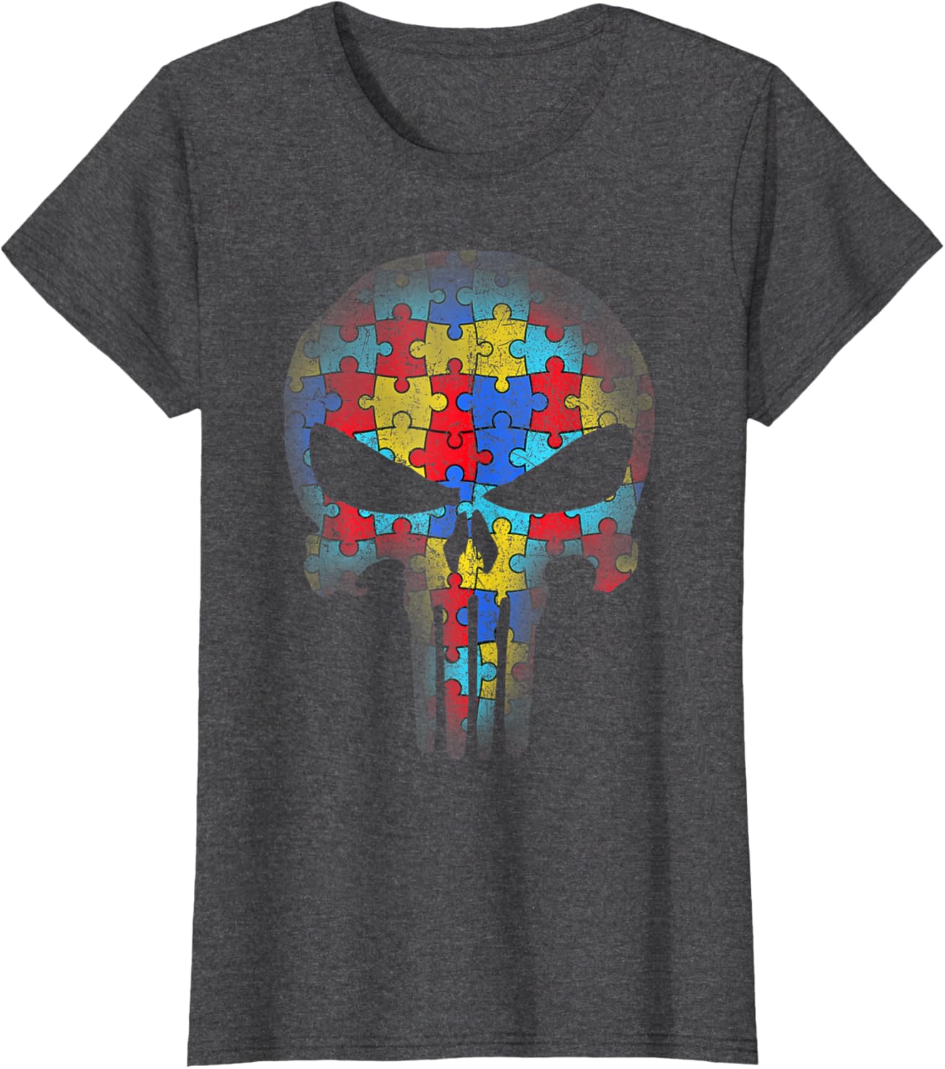 Skull Autism Awareness Puzzle Piece Mens Womens Kids