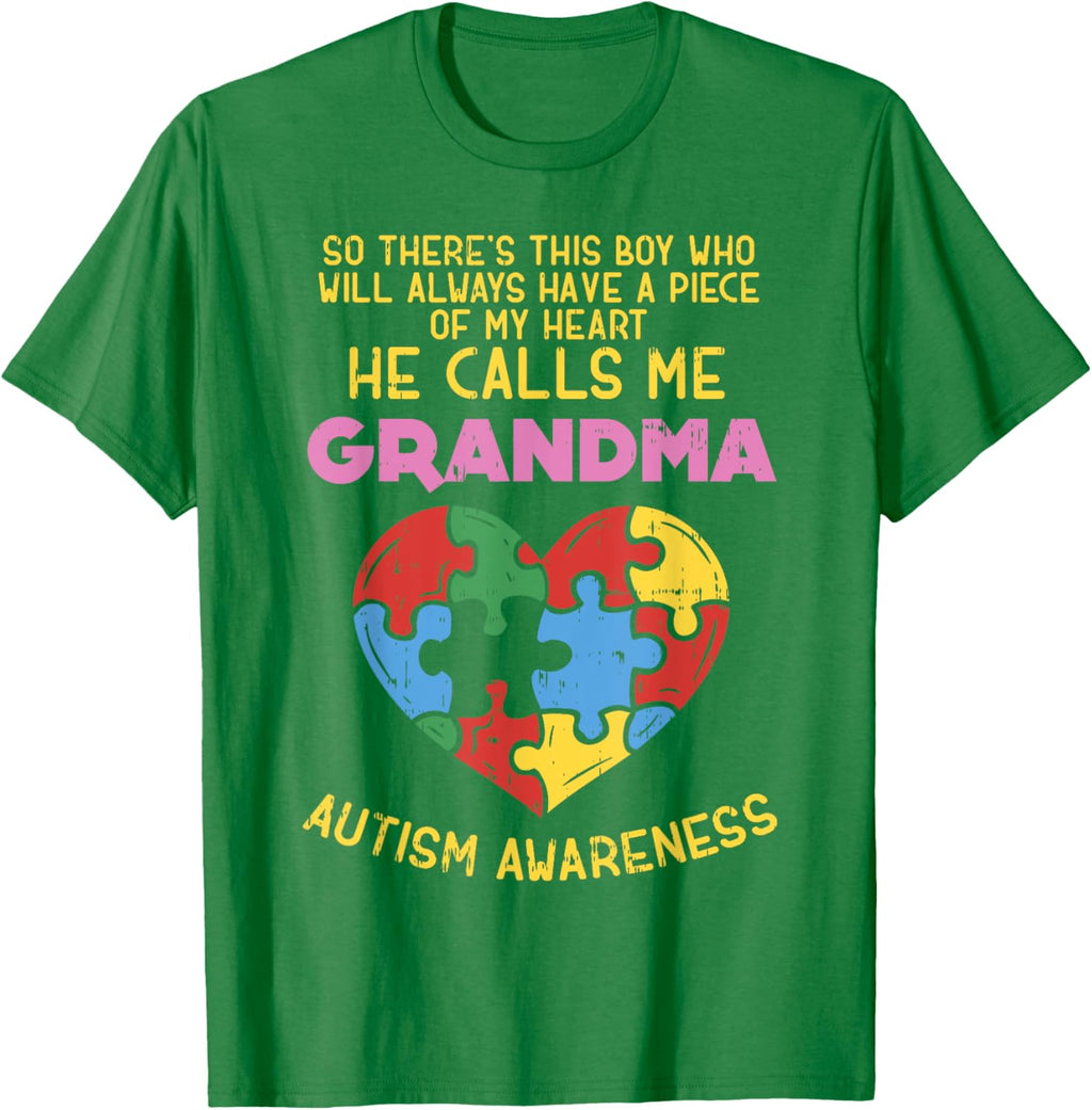 Grandma Autism Awareness Shirt Austistic Boy Piece My Heart