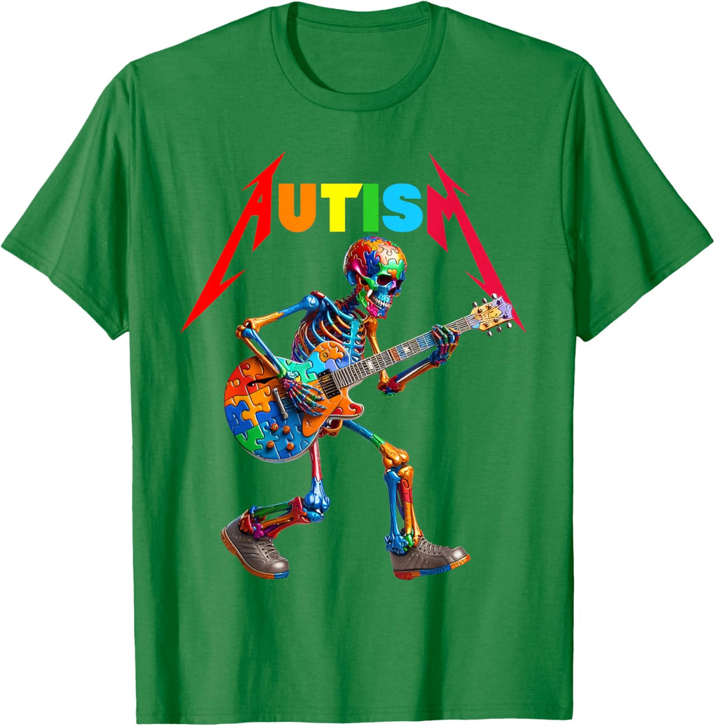 Autism Skeleton Guitar Rock Puzzle Music Autism Awareness