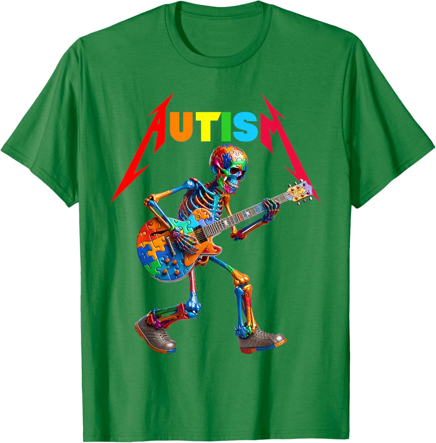 Autism Skeleton Guitar Rock Puzzle Music Autism Awareness