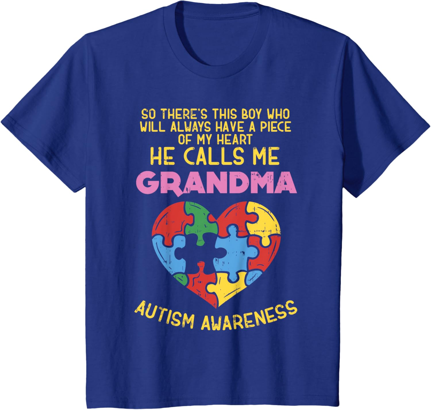 Grandma Autism Awareness Shirt Austistic Boy Piece My Heart
