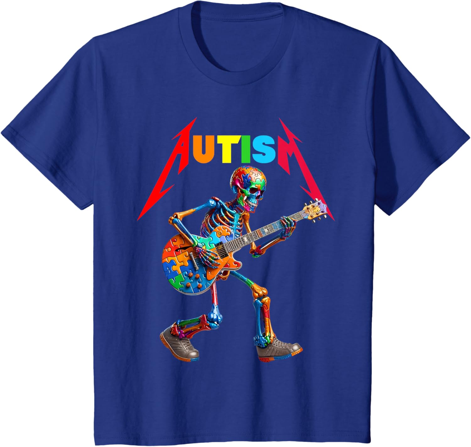 Autism Skeleton Guitar Rock Puzzle Music Autism Awareness