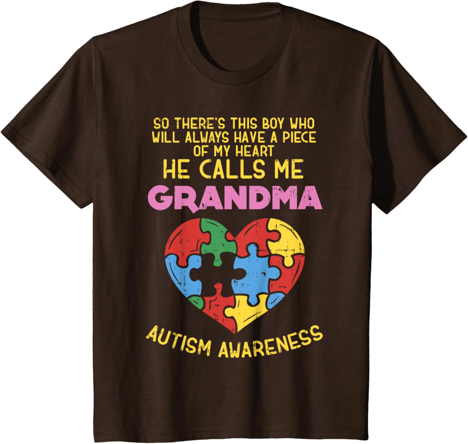 Grandma Autism Awareness Shirt Austistic Boy Piece My Heart