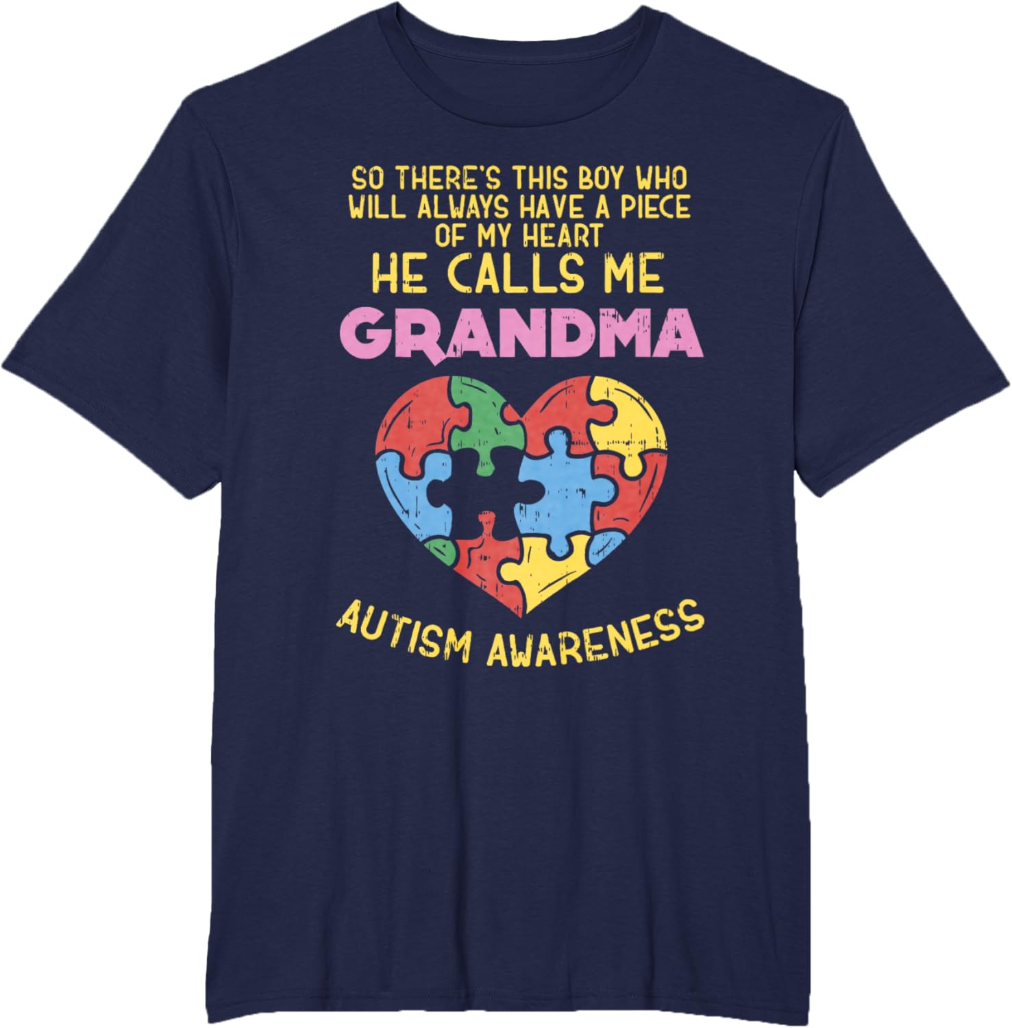 Grandma Autism Awareness Shirt Austistic Boy Piece My Heart