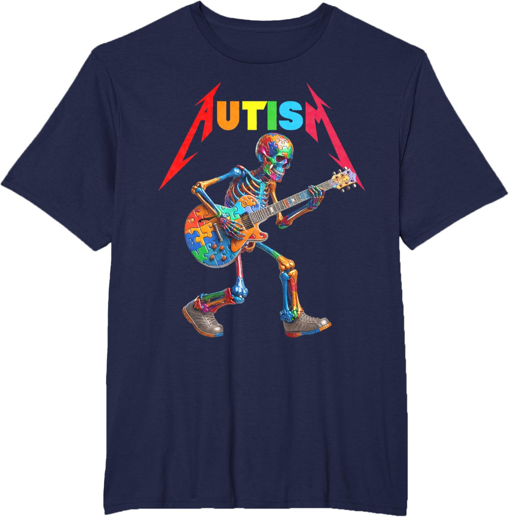 Autism Skeleton Guitar Rock Puzzle Music Autism Awareness