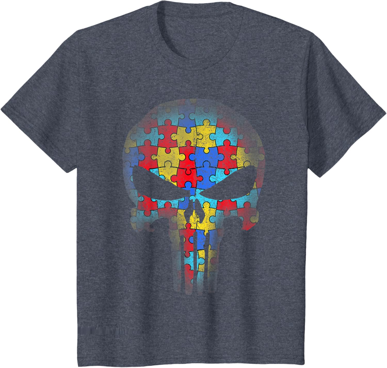 Skull Autism Awareness Puzzle Piece Mens Womens Kids
