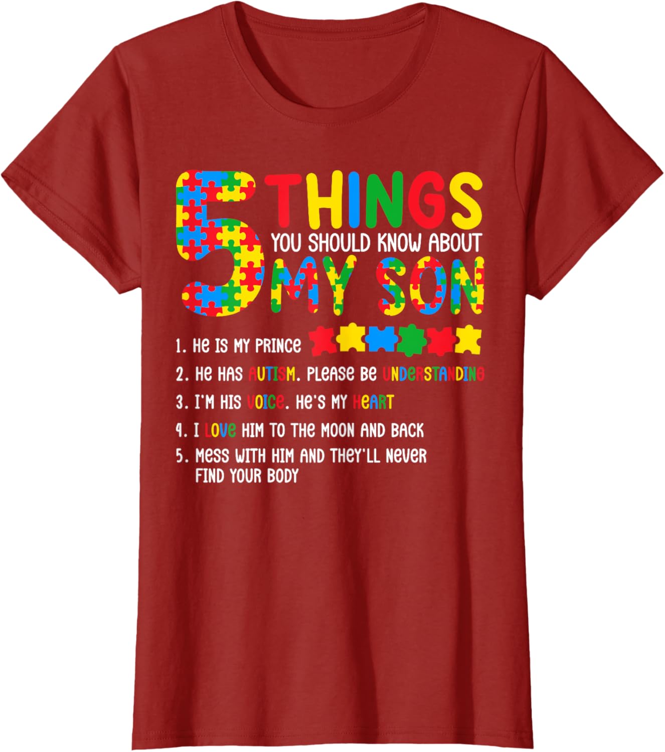 Autism Awareness Shirt 5 Things You Should Know About My Son