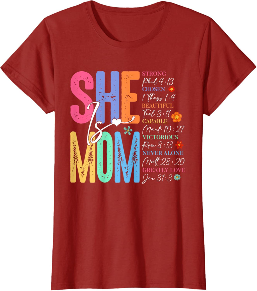 She Is Mom Christian Mother's Day Jesus Mama Religious Women