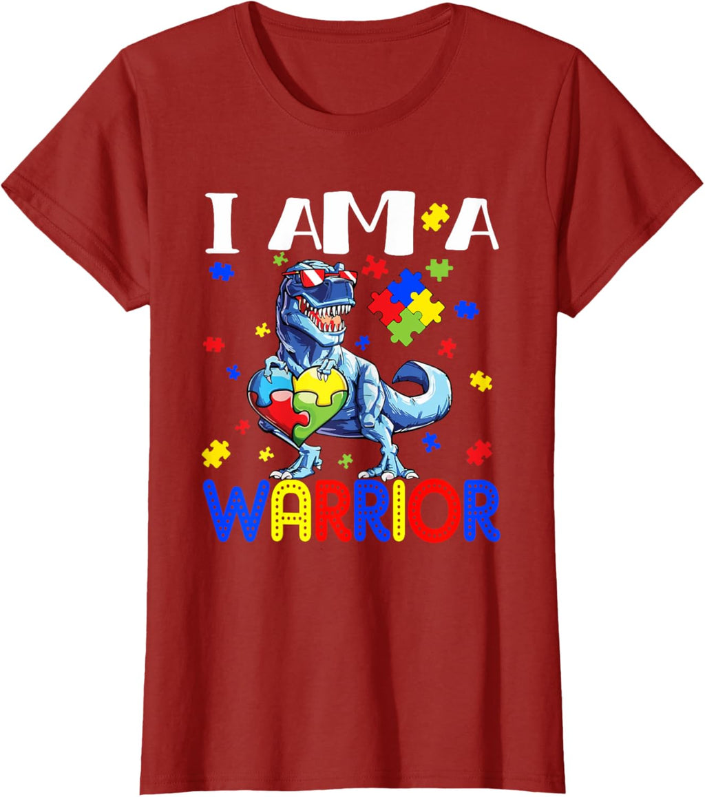 I Am A Warrior Autism Boys Family Dinosaur Autism Awareness