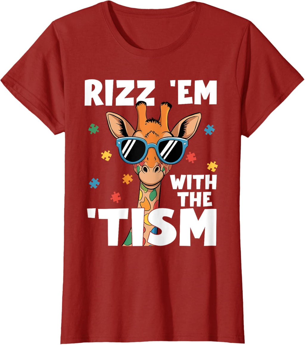 Rizz em with the tism Autism Giraffe Funny Autism Awareness