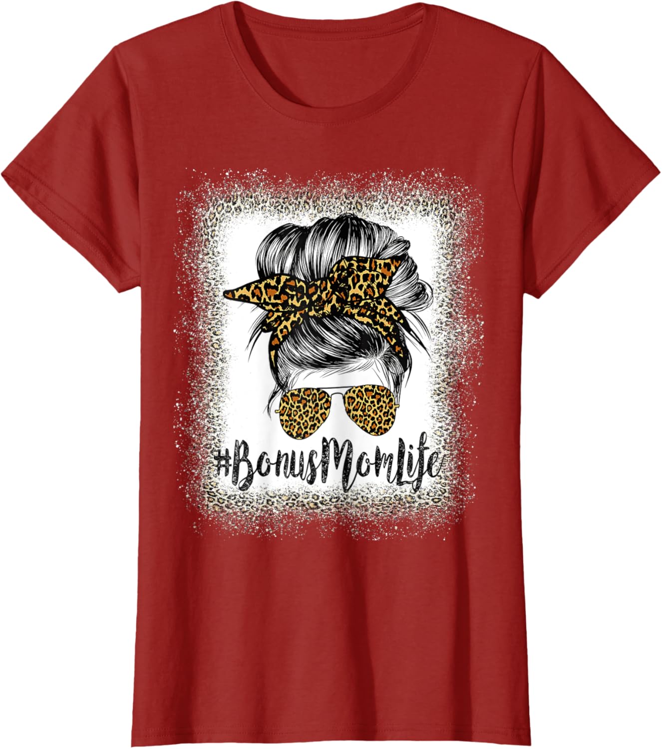 Bonus Mom Life Hair Bandana Glasses Leopard Mother's Day T