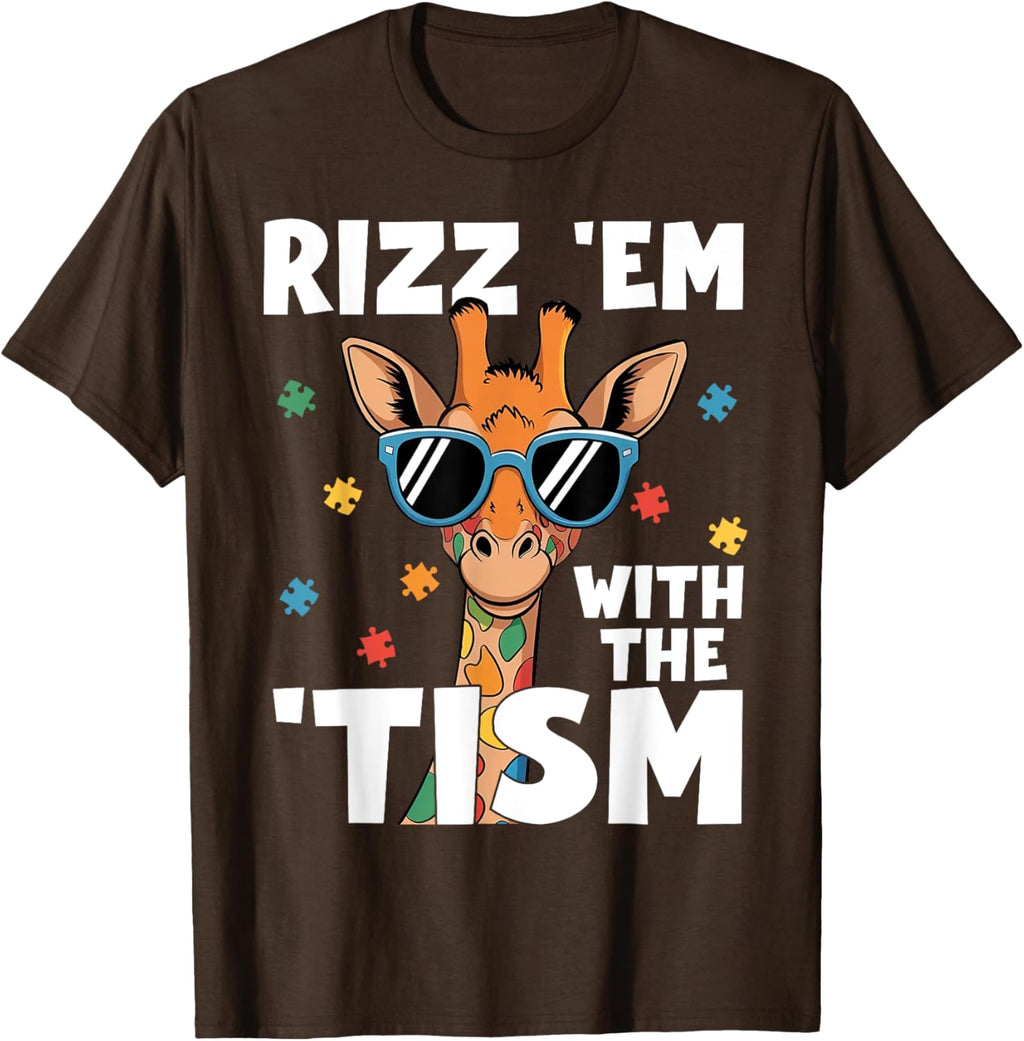 Rizz em with the tism Autism Giraffe Funny Autism Awareness