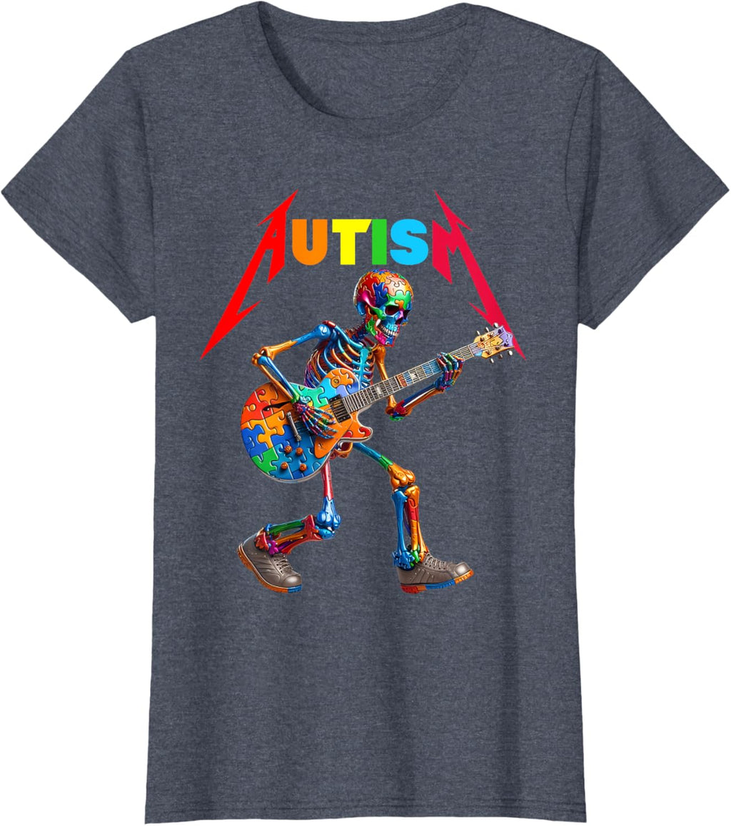Autism Skeleton Guitar Rock Puzzle Music Autism Awareness