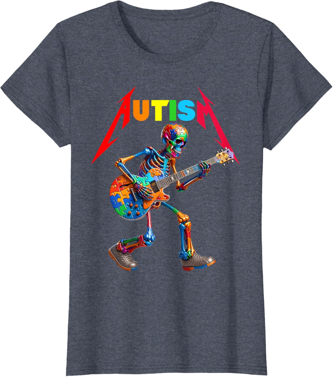 Autism Skeleton Guitar Rock Puzzle Music Autism Awareness