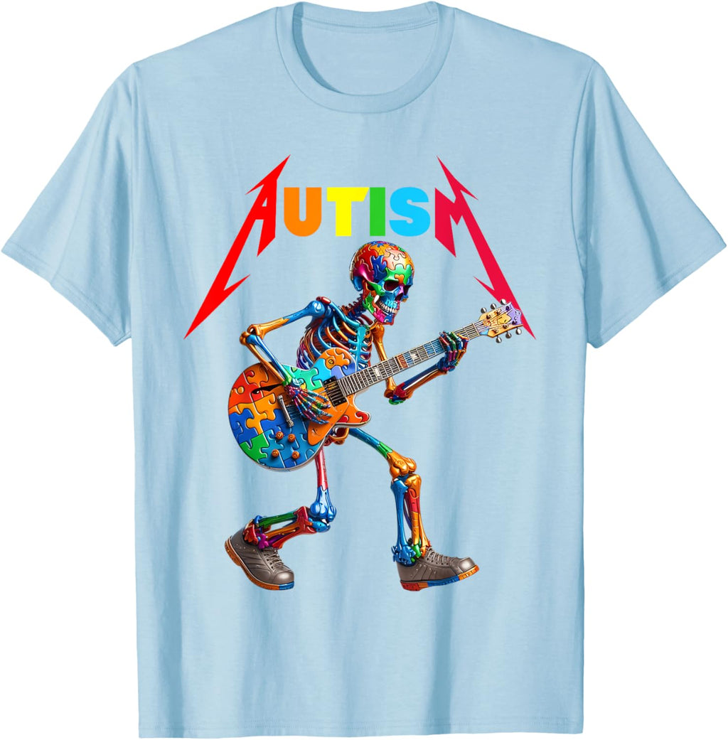 Autism Skeleton Guitar Rock Puzzle Music Autism Awareness