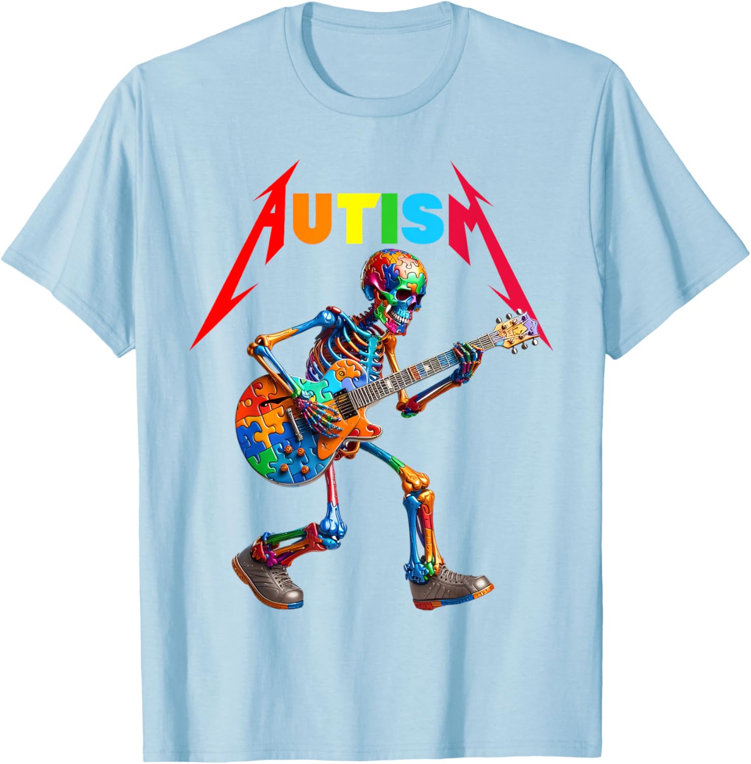 Autism Skeleton Guitar Rock Puzzle Music Autism Awareness