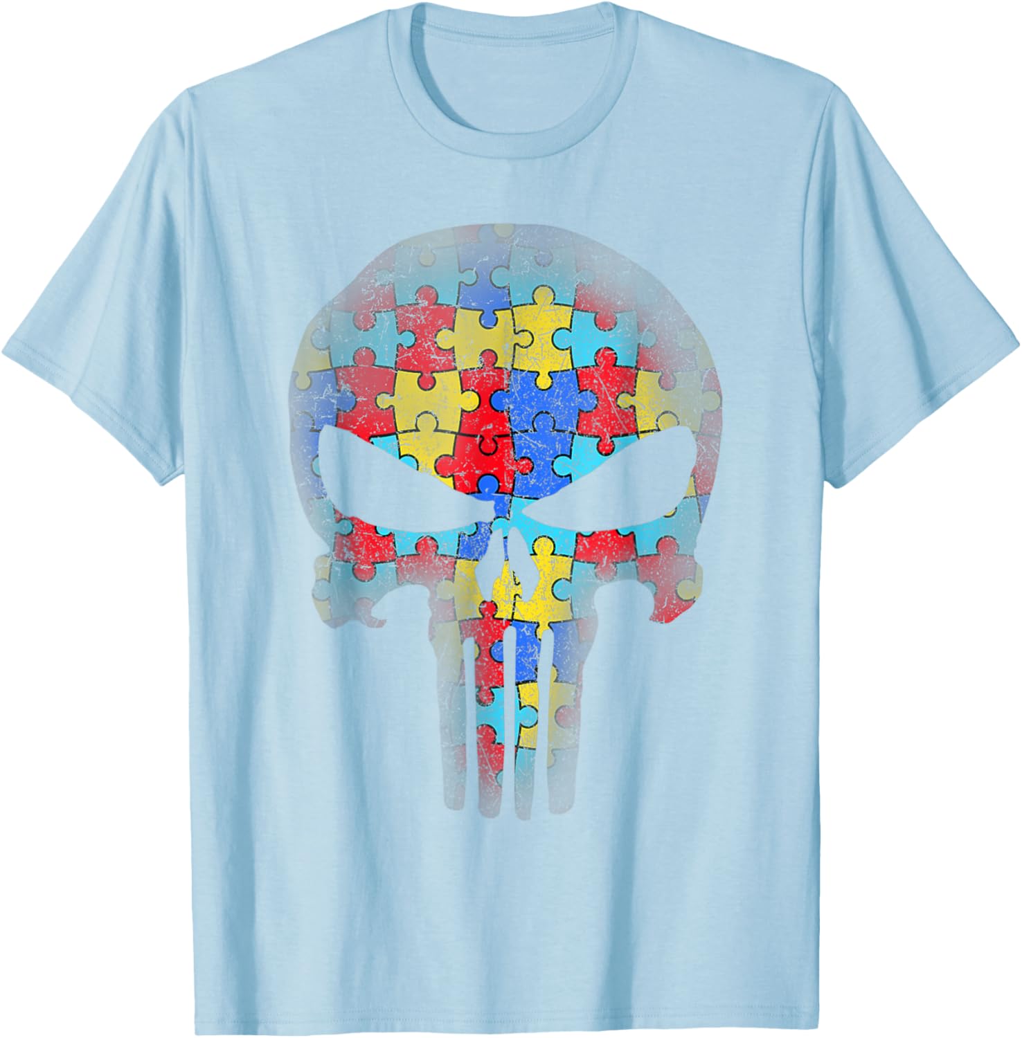 Skull Autism Awareness Puzzle Piece Mens Womens Kids