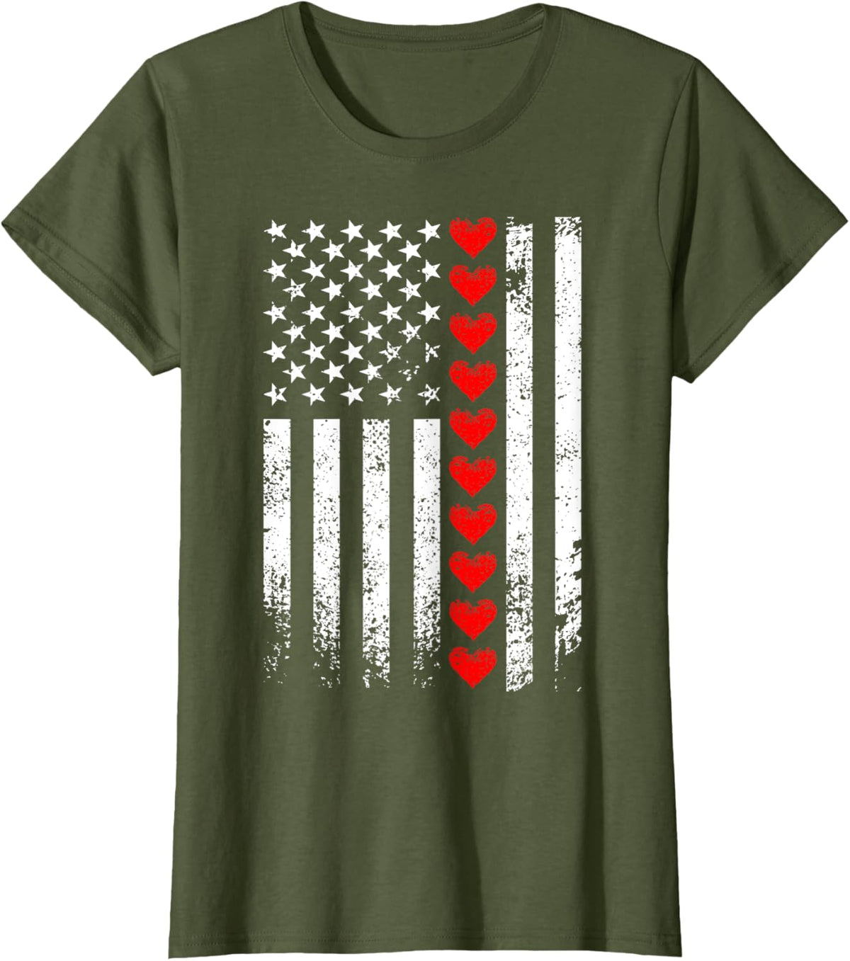 Vintage Valentines Day American Flag Hearts Mens Boys Kids