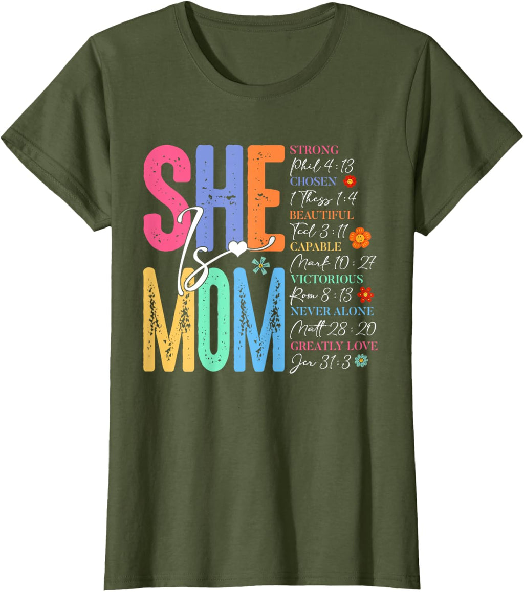 She Is Mom Christian Mother's Day Jesus Mama Religious Women